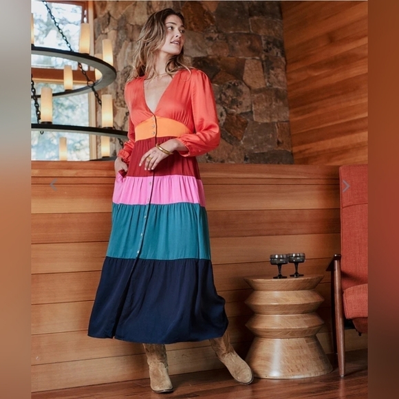 MARINE layer Maeve Colorblock Maxi Dress in Multi Colorblock - Picture 1 of 8